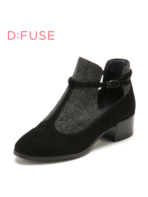 D：Fuse/迪芙斯秋新款深口方跟圆头简约时尚女单鞋DF53114031
