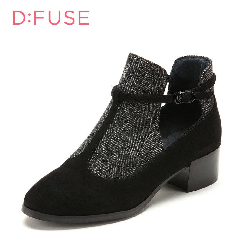 D：Fuse/迪芙斯秋新款深口方跟圆头简约时尚女单鞋DF53114031图片
