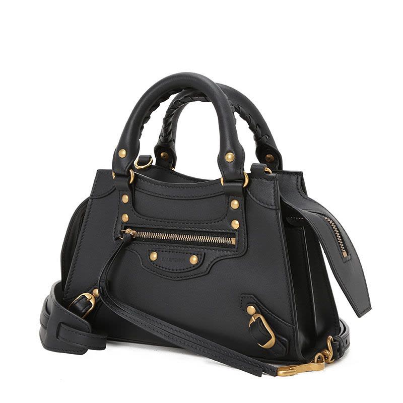 巴黎世家BALENCIAGA NEO CLASSIC机车包迷你 梯形鳄鱼纹638524金扣 女士手提单肩斜挎包图片