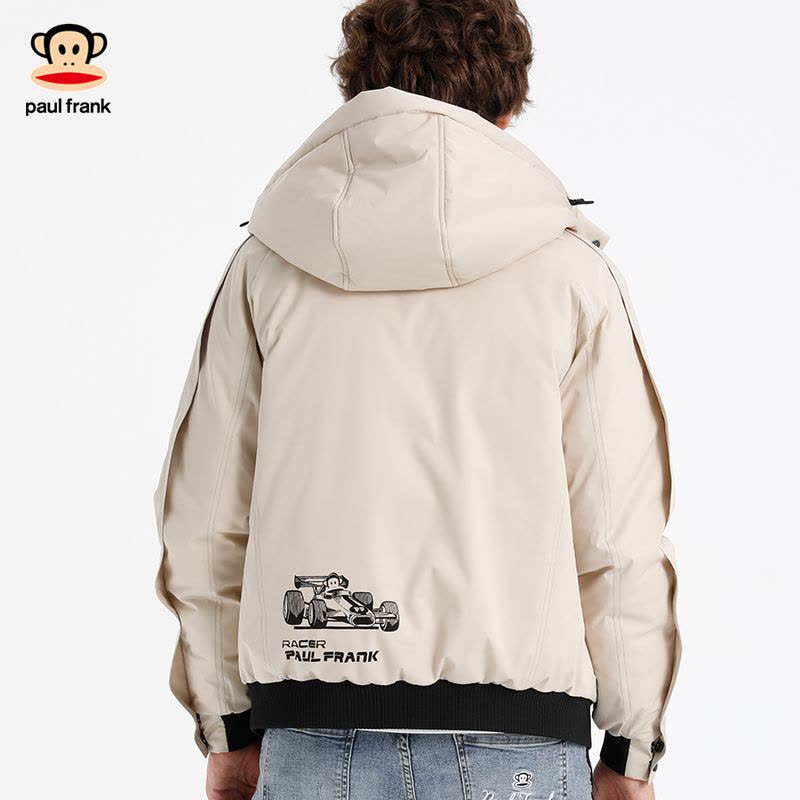 PaulFrank/大嘴猴秋冬季男款外套羽绒服保暖休闲户外防风X 米白 M图片