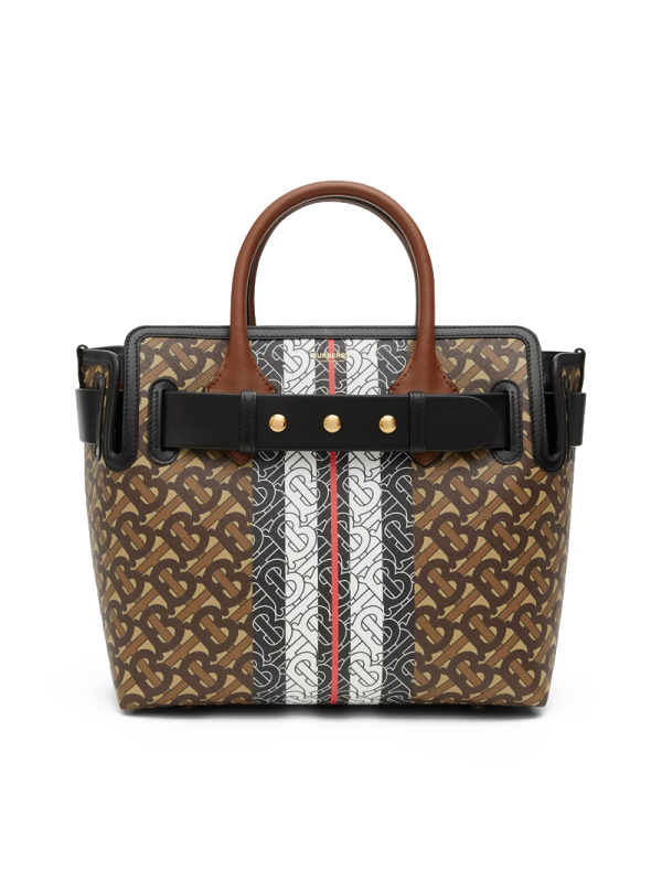 预售 博柏利 BURBERRY Belt 通勤手拎小号 字母印字标TB LOGO织物 女士手提包 8019351金扣