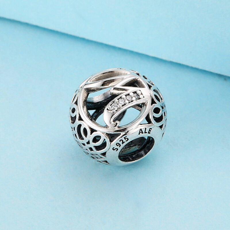 PANDORA潘多拉 复古字母W 925银串饰-791867CZ