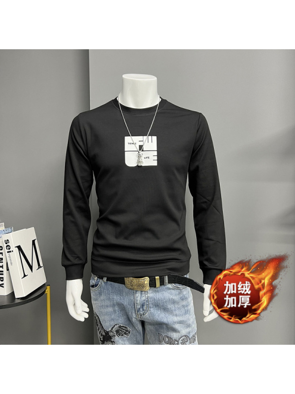 时尚卫衣男装上衣圆领长袖体恤上衣潮流修身套头打底衫t秋冬新款