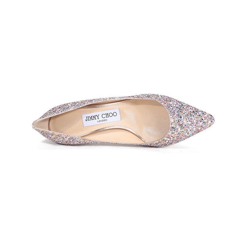 JIMMY CHOO 周仰杰女士 夜光闪光面料尖头高跟鞋 ROMY 60 LND 202