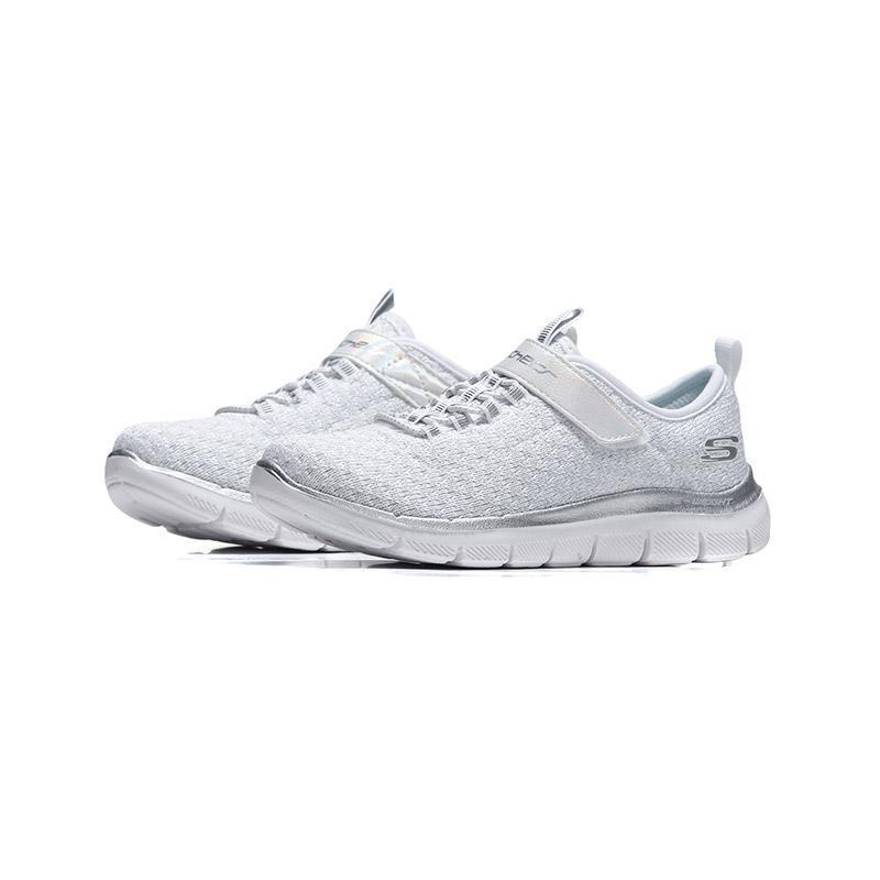 SKECHERS斯凯奇女小大童鞋透气运动休闲鞋664073L 664073L/WHT白色 32码/适合脚长195mm