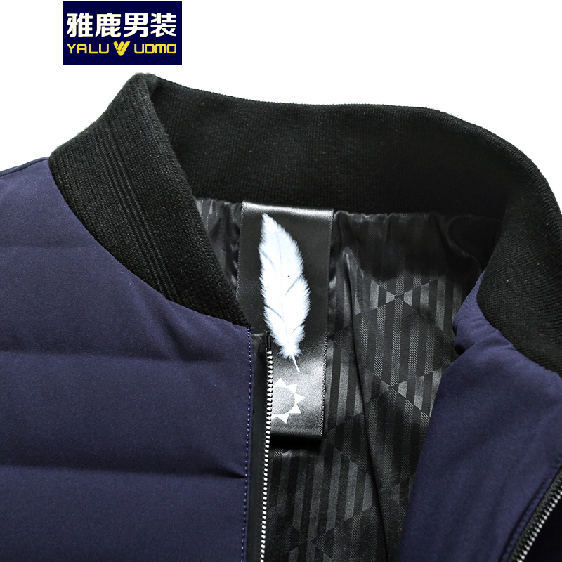 雅鹿男装2018秋冬新款轻薄羽绒服修身夹克式短款休闲棒球服外套保暖ADD4YA078S