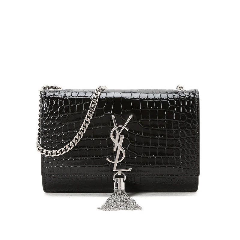 预售 圣罗兰 YSL KATE 链条包小号 流苏款字母LOGO鳄鱼压纹 女士单肩包 474366金扣图片