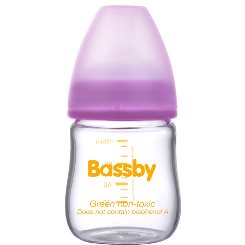 荷兰贝斯比Bassby婴儿高硼硅晶钻玻璃耐高温不含双酚A宽口异形新生儿奶瓶210ml