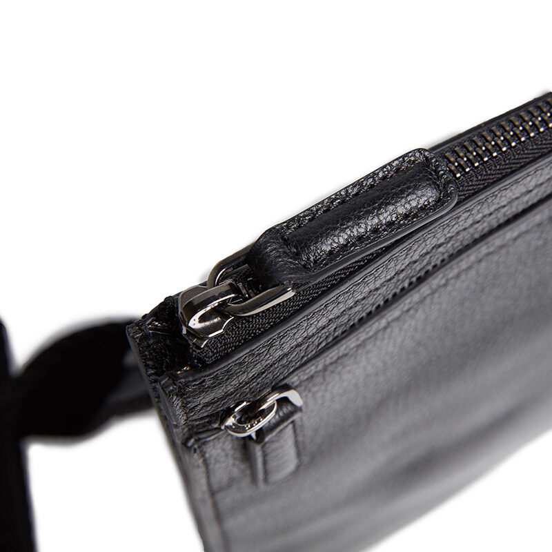 ermenegildozengna奢侈轻奢品杰尼亚男士黑色牛皮单肩斜挎包c1222xcbs