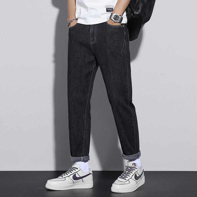 ceba青年潮男牛仔裤宽松舒适直筒哈伦裤男士春夏季新款透气休闲长裤子