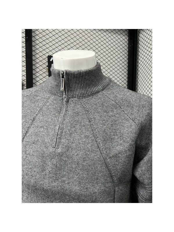 男士秋冬季半高领拉链毛衣男新款宽松外套百搭纯色打底休闲针织衫