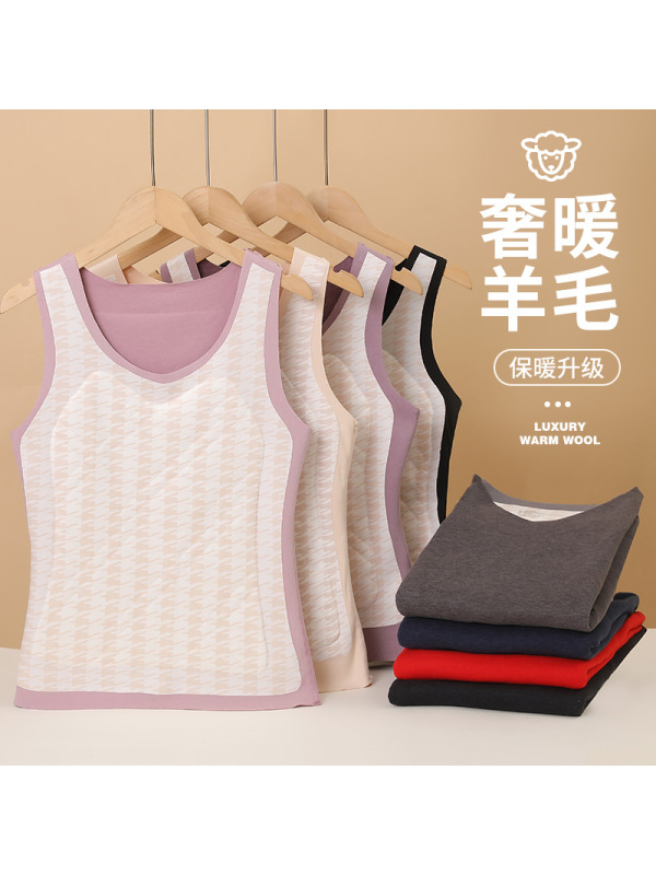 100%羊毛填充男士保暖背心冬季女士德绒三层打底坎肩马甲百搭款