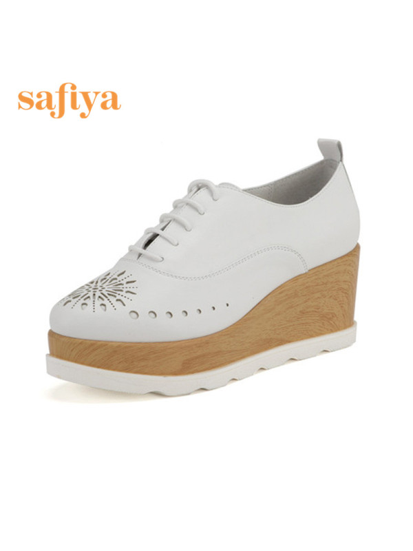 索菲娅Safiya牛皮春秋真皮深口高坡跟女士高帮鞋SF61112063