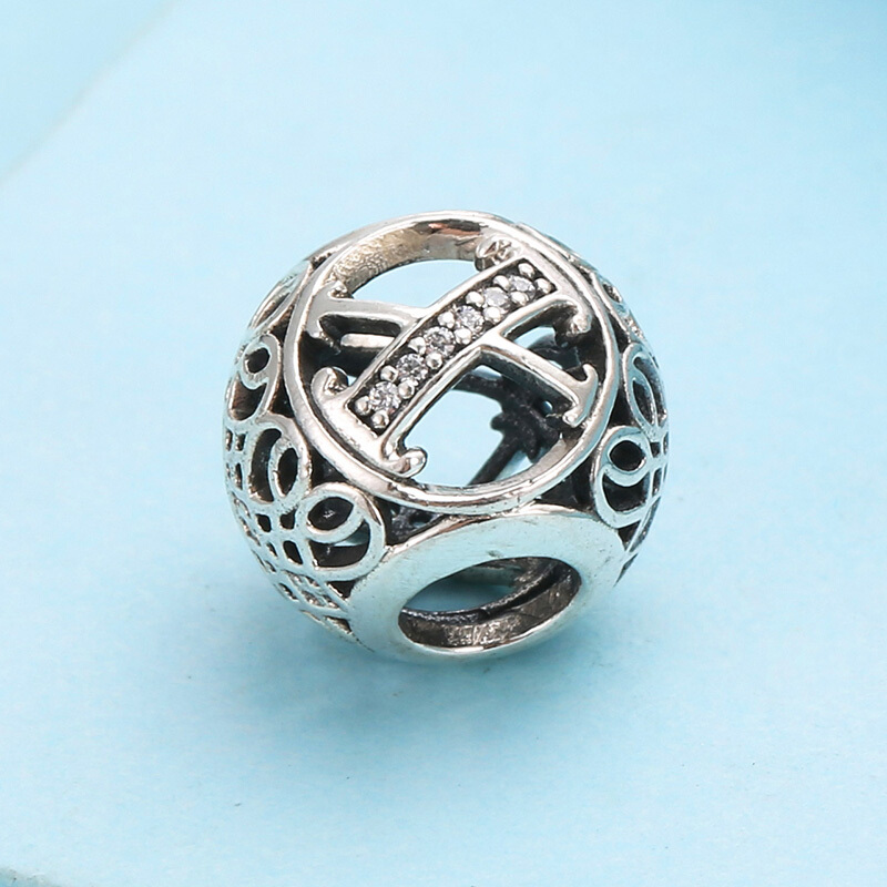 PANDORA潘多拉 复古字母X 925银串饰-791868CZ