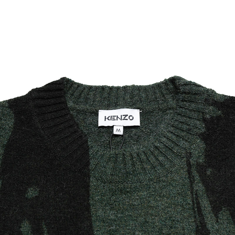 高田贤三 KENZO 男士腈纶Pleat Camo圆领长袖针织衫套头衫毛衣FB6 5PU605 3CE