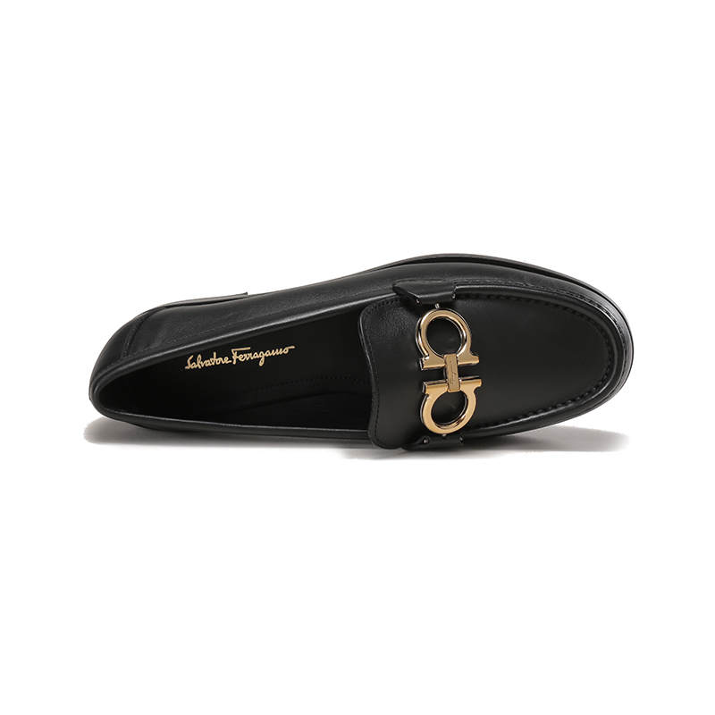 菲拉格慕 Salvatore Ferragamo 女士牛皮革GANCINI扣饰莫卡辛鞋便鞋皮鞋0728415