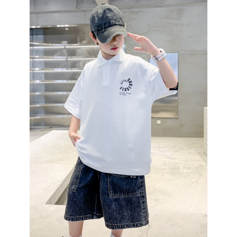 男童夏装短袖T恤polo衫2025新款中大童儿童夏季宽松衣服男孩
