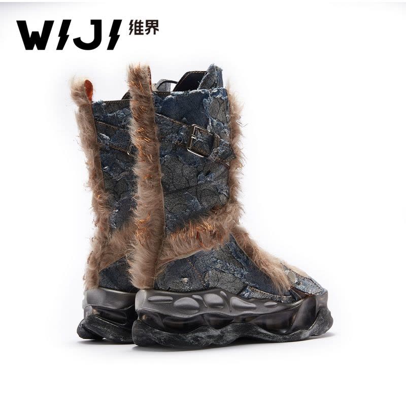 WIJI冬季新款欧美街头风潮流时尚时装靴休闲个性魅力透气舒适女鞋图片