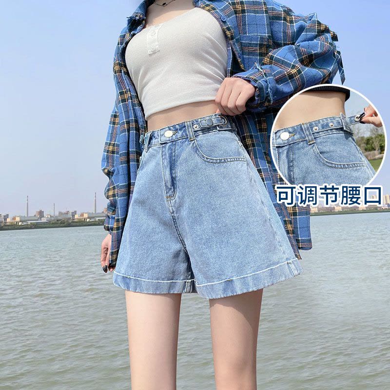 Ceba夏季2022年新款宽松高腰显瘦网红a字阔腿裤潮ins牛仔超短裤女图片