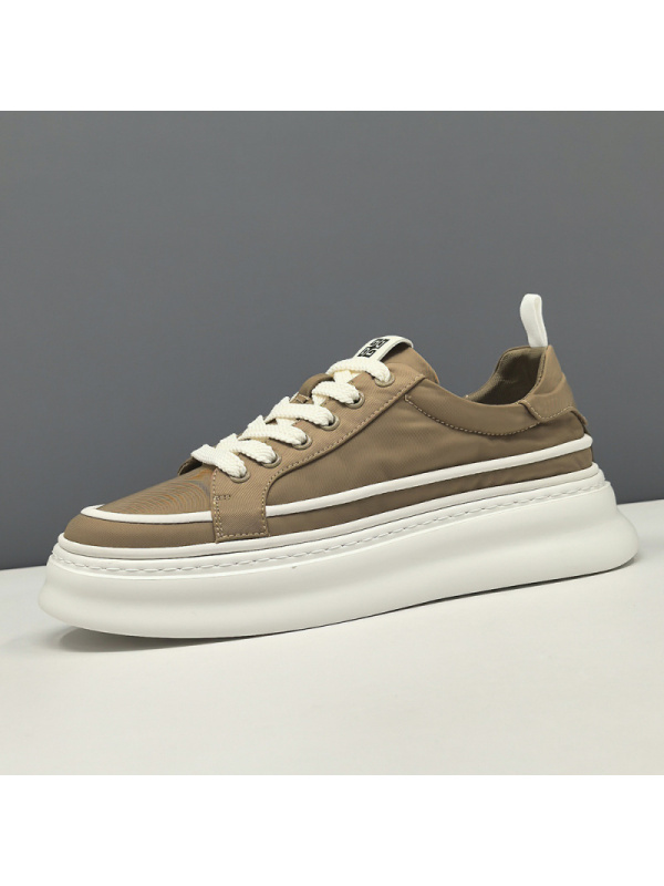 春夏厚底板鞋男款潮流百搭欧洲站男鞋男士透气冰丝布鞋运动休闲鞋