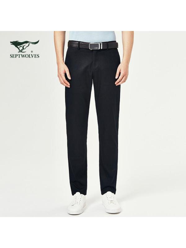 七匹狼休闲裤2019春季青年男士时尚商务微弹直筒休闲长裤