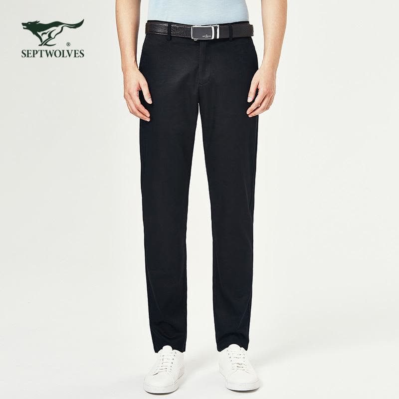 七匹狼休闲裤2019春季青年男士时尚商务微弹直筒休闲长裤图片