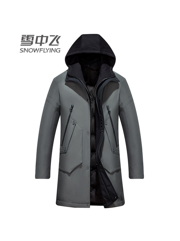雪中飞2019商场同款时尚休闲帅气连帽秋冬中长款羽绒服男