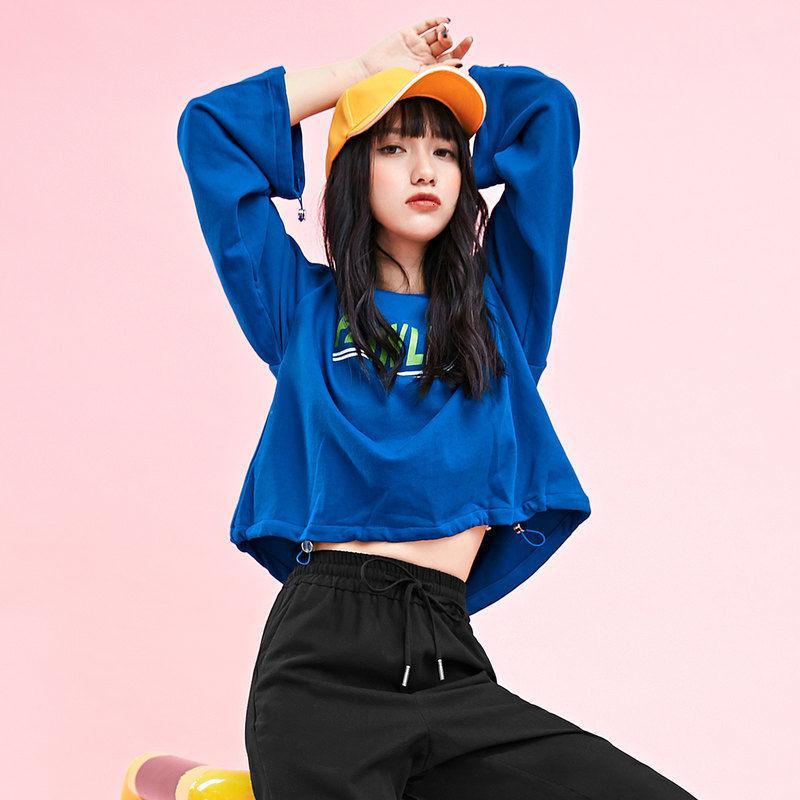 7M印花韩版宽松上衣冬装新款潮T恤字母运动长袖卫衣女秋72000277