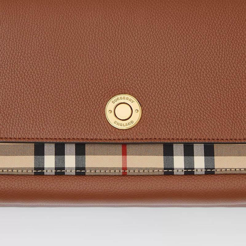 预订BURBERRY/博柏利 Vintage 格纹拼皮革 Note 斜背包 25*8.5*18CM图片