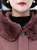 雪暖中老年女装妈妈装羽绒服修身中长款獭兔毛连帽外套女