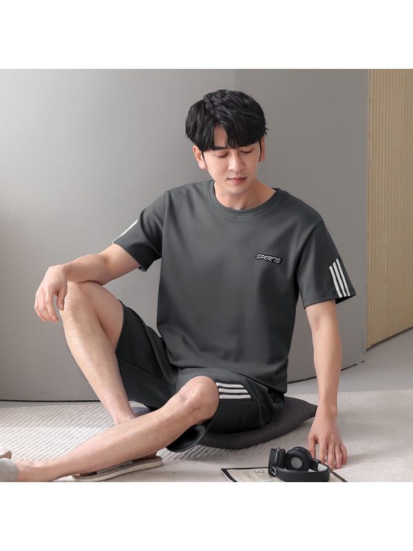 300斤加大码肥佬夏季睡衣男士短袖学生韩版运动风时尚家居服套装