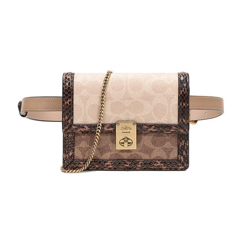 COACH 蔻驰 奢侈品 女士 专柜款HUTTON系列涂层帆布配皮单肩斜挎包胸包腰包 89237