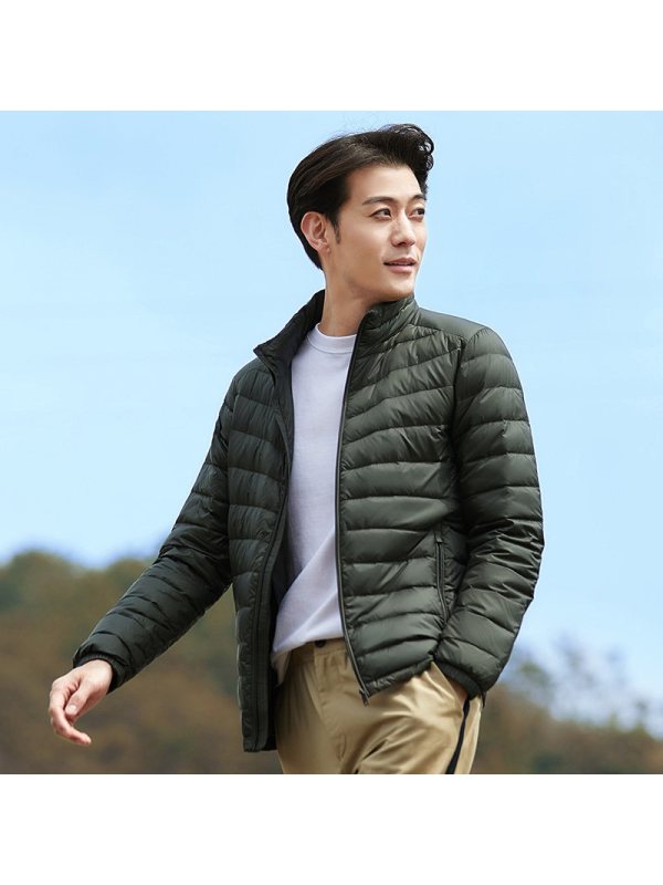鸭鸭男装2019秋冬新短款立领轻羽绒服男士白鸭绒修身外套a511101