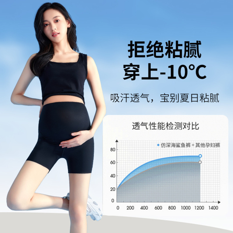 Three Sons孕妇裤夏季薄款孕妇裤外穿鲨鱼裤托腹防走光三分打底