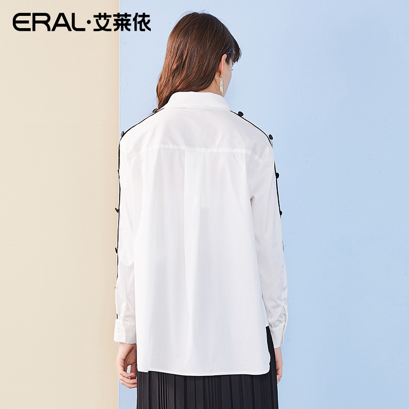 ERAL/艾莱依2019修身休闲衬衣时尚简约气质长袖衬衫女601824058