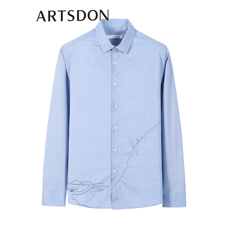 Artsdon/阿仕顿男装简约休闲衬衫春秋季棉质长衬男