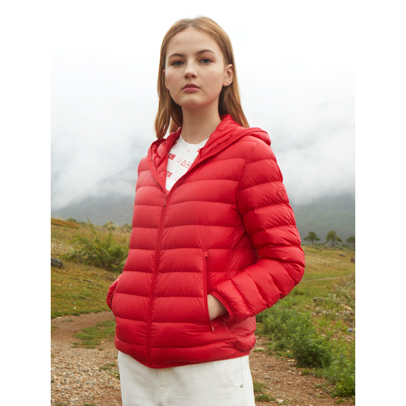 专柜同款坦博尔新款女轻薄连帽羽绒服外套tb200228
