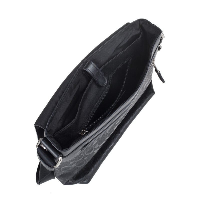 coach蔻驰奢侈品男士黑色皮质肩背斜挎包f72220blk