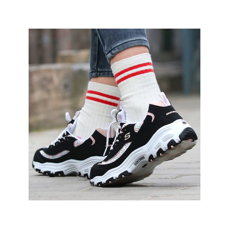 SKECHERS(斯凯奇)2019D\’LITES系列时尚绑带运动鞋春季女子休闲鞋13144-BKLP图片