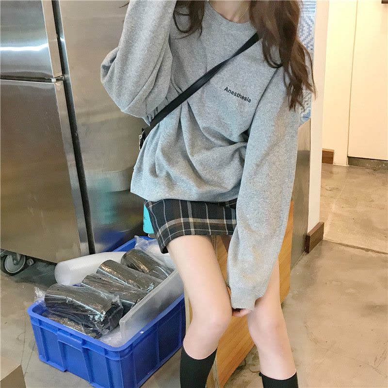秋季新款韩版字母宽松显瘦长袖卫衣女学生薄款外套潮图片