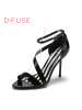 迪芙斯D:FUSE牛皮圆头高跟搭扣纯色凉鞋女DF52112008