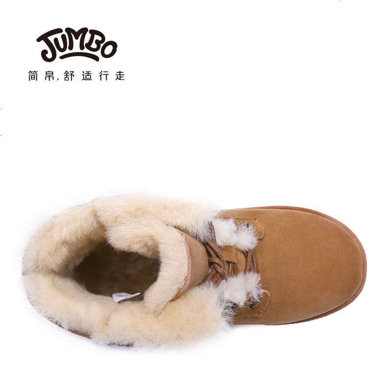 JUMBO简帛冬新品澳洲皮毛一体雪地靴马丁女靴系带运动风靴子5638图片
