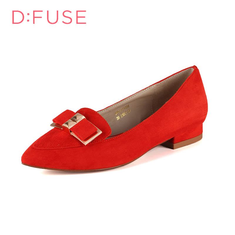 D：Fuse/迪芙斯春季新款羊皮蝴蝶结尖头低跟单鞋女鞋DF61113104图片