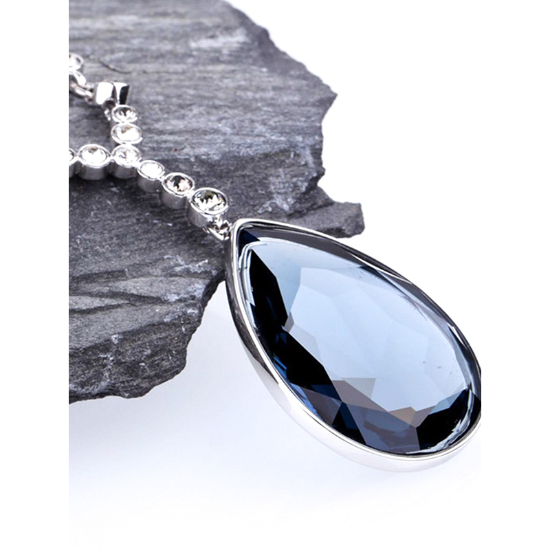 swarovski施华洛世奇墨蓝色水滴水晶项链坠链人造水晶送恋人10626661