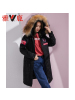 yaloo/雅鹿情侣中长款2018羽绒服女貉子大毛领新款加厚连帽鹅绒服