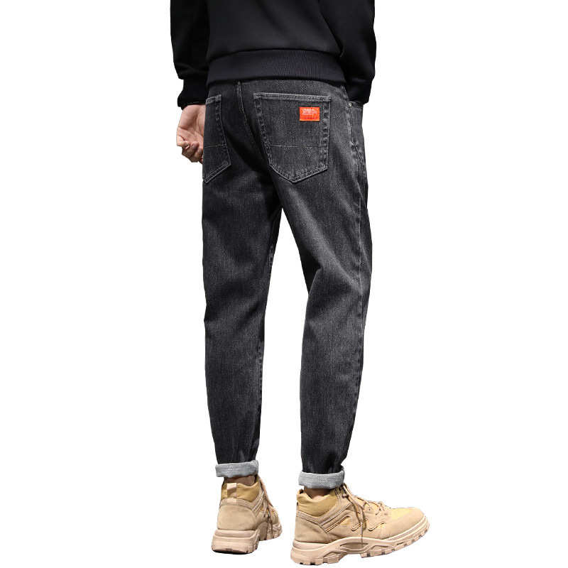 春秋款牛仔裤男潮牌宽松直筒哈伦裤2023新款弹力休闲九分裤子男士