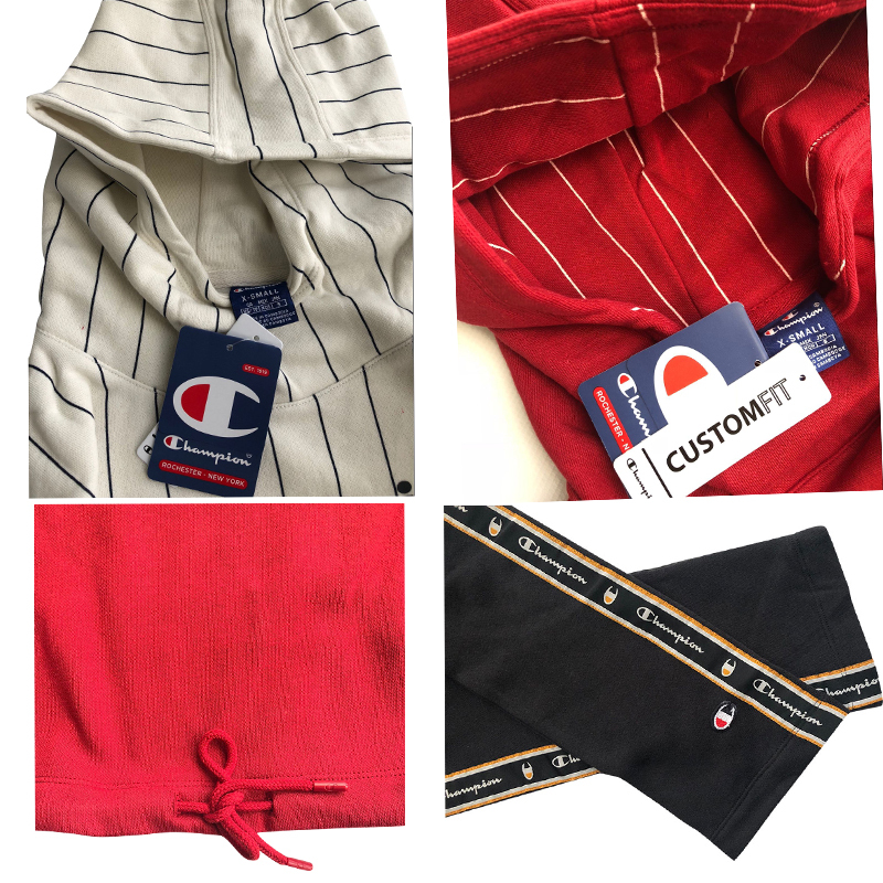 champion 冠军卫衣女连帽全LOGO字母串标卫衣宽松加绒外套 110877