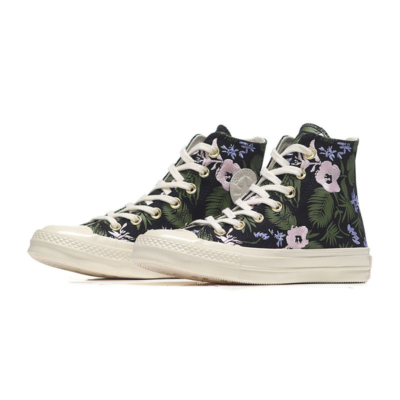 【自营】CONVERSE匡威男女休闲鞋1970s印花高帮帆布鞋 160518C 160518C黑色+樱粉色