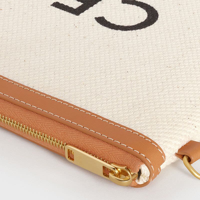 【预定】CELINE/思琳 CELINE标识织物面料和小牛皮饰带手拿包 10E63图片