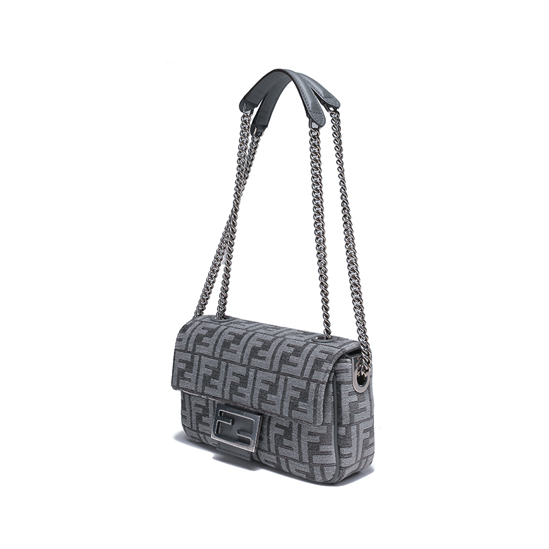 芬迪 FENDI 女士Baguette系列织物FF搭扣中号手提单肩斜挎包法棍包8BR793 ALG7